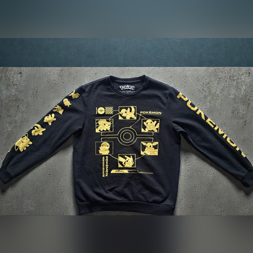 Pokemon Starters Black Crewneck Tonal Sweatshirt - Unisex